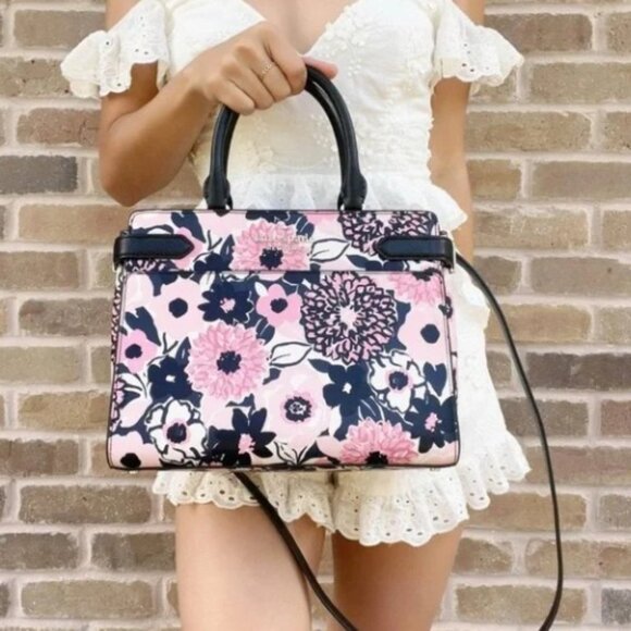 *NWOT* Kate Spade Pink and Black Staci Dahlia Floral Satchel - Picture 15 of 15